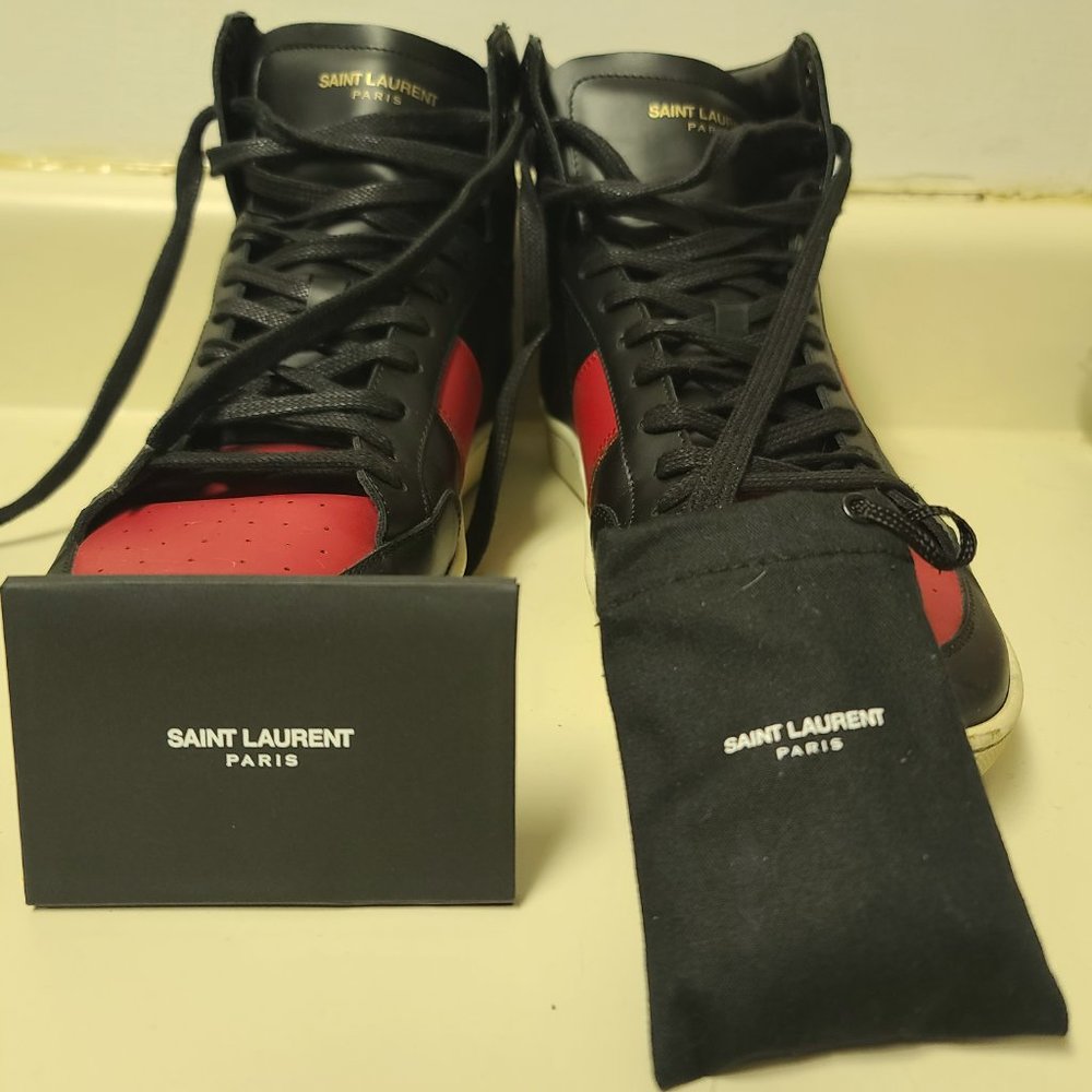 *RARE* Saint Laurent YSL Men's Red Black - Picture 6 of 10